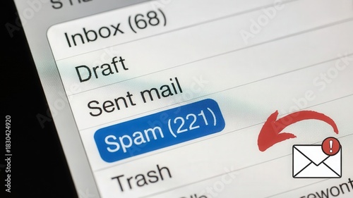 Digital communication interface displays significant volume of unwanted messages within a dedicated folder