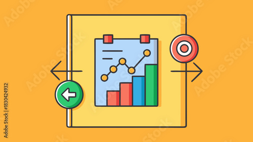 Trading chart icon with call and put options and target