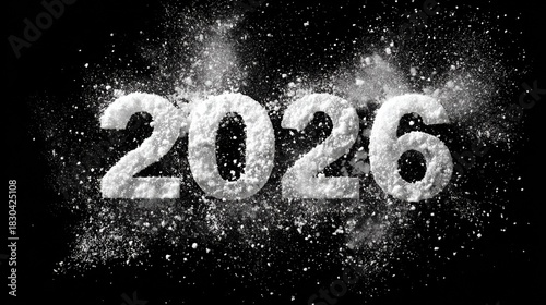 Snowy 2026 Text Covered in White Frost With Winter Atmosphere