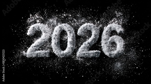 Snowy 2026 Text Covered in White Frost With Winter Atmosphere