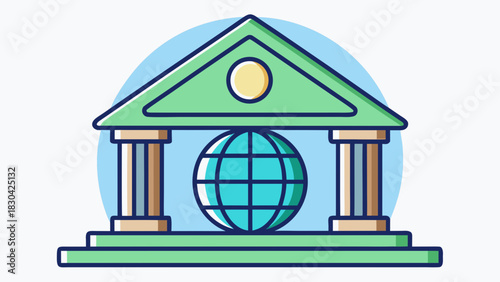 Icon representing a global bank with financial investments