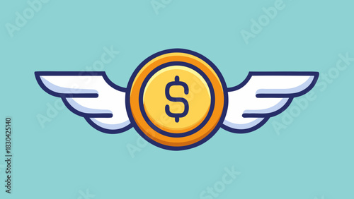 Flying Dollar Coin Symbolizing Investment and Financial Growth