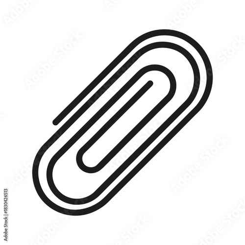 Paper Clip Vector Outline Icon. Document Paper Clip Outline Vector Illustration. Stationery Paper Clip Vector Line Icon.
