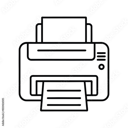 Office Printer Line Vector Icon. Printer Outline Vector Icon.  Digital Printer Vector Line Icon.