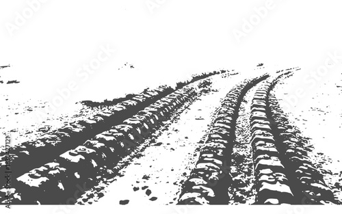 Tire tread marks, Vector black and white tire track and skid mark texture background for automotive and transport design