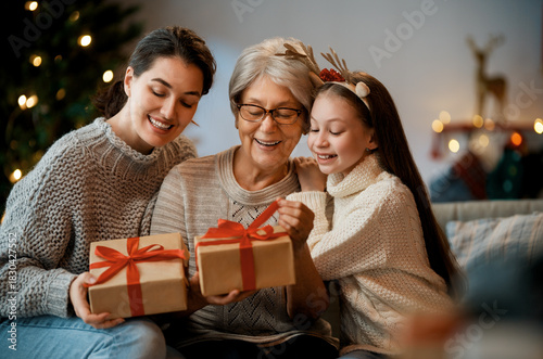 family celebrating Christmas