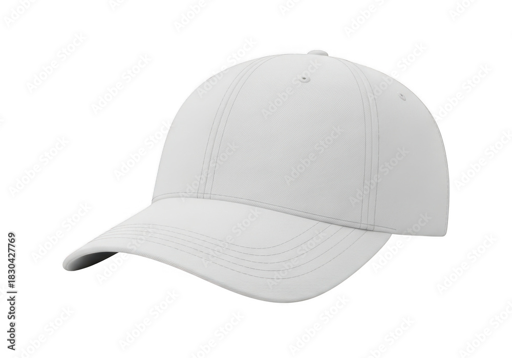 Fototapeta premium A plain white baseball cap with a curved brim isolated on transparent background