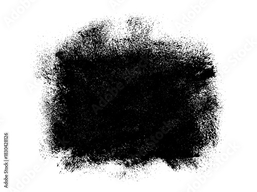Black roller texture isolated on white background. Ink linocut. Black Friday sale banner background. Grunge brush stroke. Hand-drawn artistic element with textured edges. Vector illustration, EPS 10.