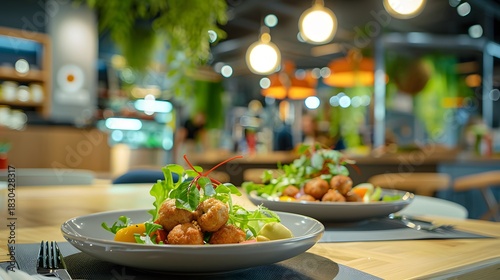 Grilled meatballs on a plate with salad