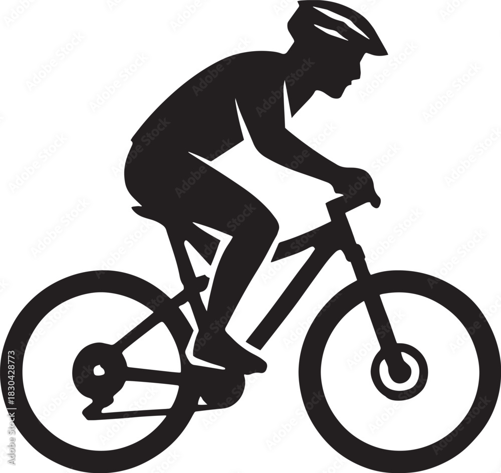 Fototapeta premium Mountain Biker Silhouette Vector – Minimal Action Sports Design