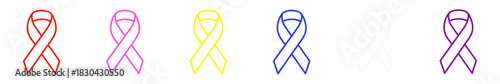 Awareness ribbon set in various colors 