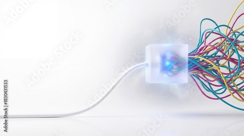 A cube with a white wire coming out of it