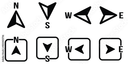 Compass icon in line. Navigation compass icon. Navigation symbol in outline. Compass simple icon set. Compass symbol set. 