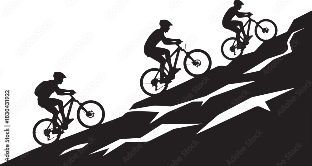 Obraz premium Mountain Cycling Adventures Silhouette 