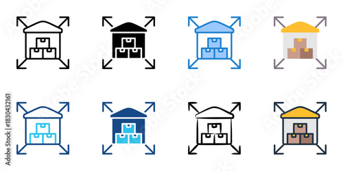 Bulk storage icon set multiple style vector collection 
