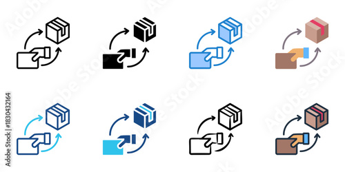 Pick and pack icon set multiple style vector collection 
