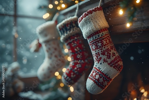 Festive Fireplace Glow and Snowflake Stockings