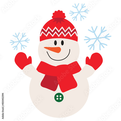 Funny snowman  vector cartoon illustration
