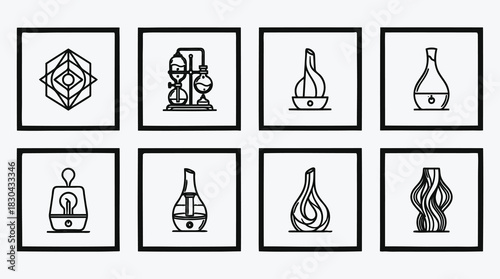 Collection of abstract diffuser and aromatherapy designs for wellness themes