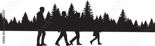 Mountain Hiking Silhouettes  Adventurer, Trekking & Camping Vector 
