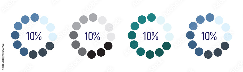 Fototapeta premium Ring percentage pie chart diagram or loading circle on white