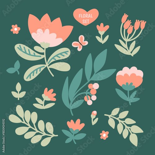 Floral clipart collection in vector