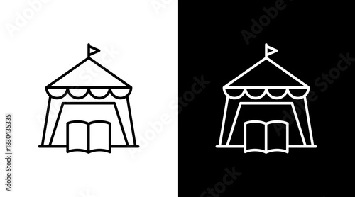 Book Fair White Icon Set Design