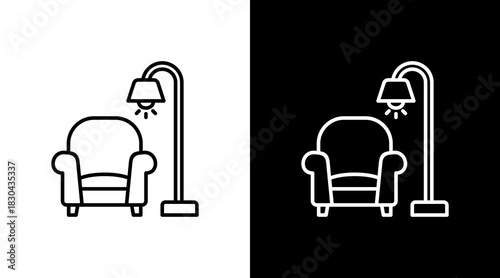 Reading Chair White Icon Set Design