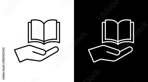 Reference Book White Icon Set Design