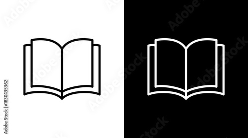 Open Book White Icon Set Design