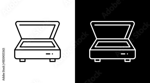 Document Scanner White Icon Set Design