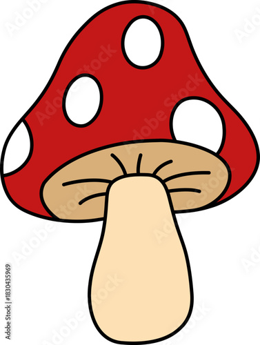 single illustration of A red mushroom