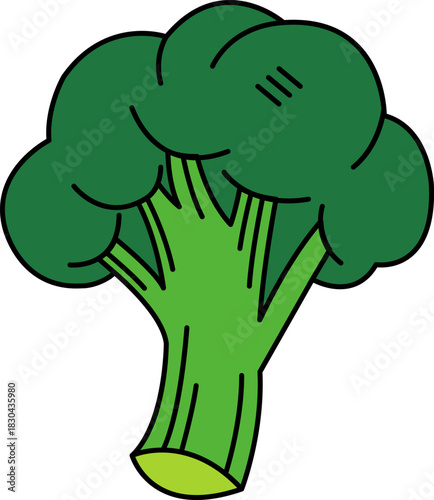 single illustration of A cartoon broccoli