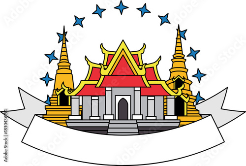 illustration logotype of thai temple and pagoda