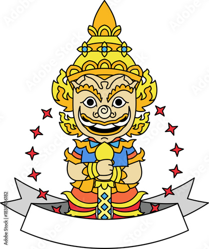 illustration logotype of a Thai Royal Grand Palace giant