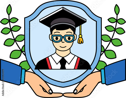 two hand holding a man in a graduation gown