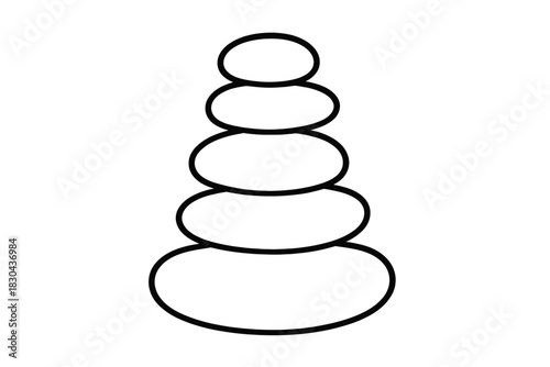 Minimalist black outline of a cairn stack featuring smooth balanced spa stones