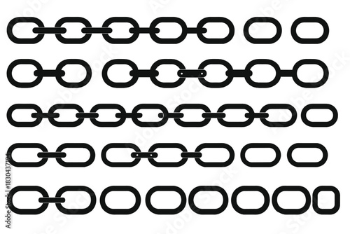 Five rows of stylized black metal chain links pattern symbolizing strength and connection