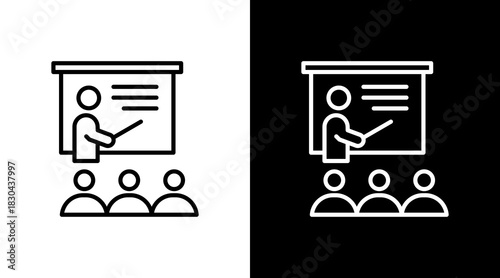 Coaching Session White Icon Set Design