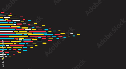 This modern abstract background features a dynamic composition of colorful horizontal bars, creating a sense of digital movement and technological advancement.