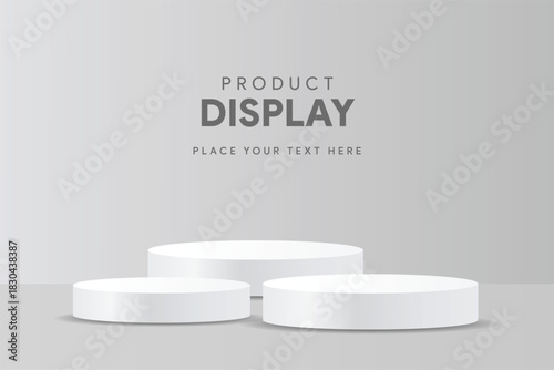 white podium for exhibit, Gray & White Multiple Podium with Horizontal frame