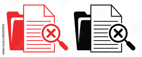 Delete Document Icon — Thin Line Editable Vector Illustration