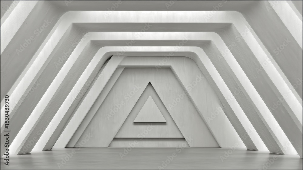 Naklejka premium Geometric Triangle Corridor with Copy Space for Product Display