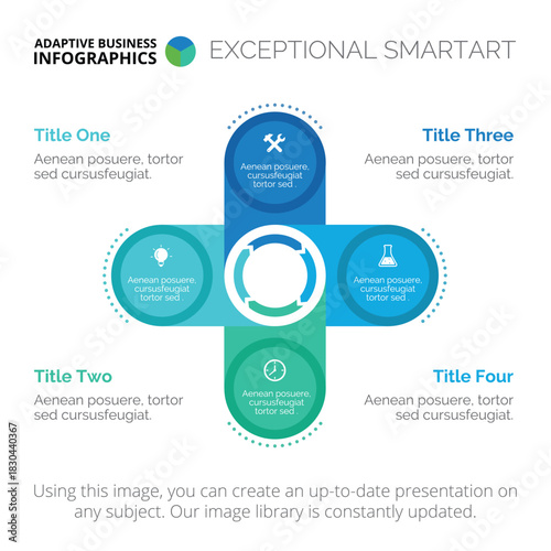 Four Step Circle Diagram Slide Template