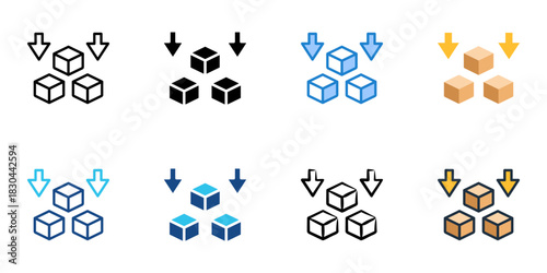 Putaway icon set multiple style vector collection 
