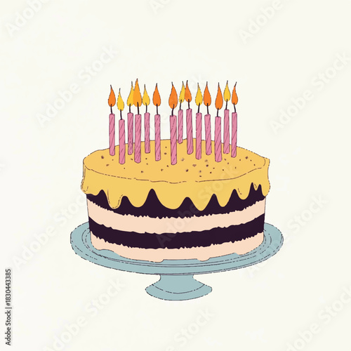 Delicious Two Layered Chocolate Cake with Candles.