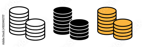 Coins icon a stack of round coins with simple outlines, representing money, currency, or savings.