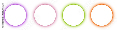 Collection of neon colorful rectangle frame glow light border rounded corners laser beam outline empty transparent background design abstract bright glow edge template effect design png