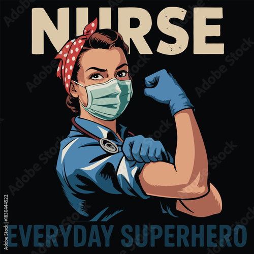 Nurse Everyday Superhero T-shirt, Superhero nurse illustration with medical symbol