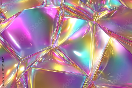 Abstract Geometric Holographic Pattern With Multicolored Texture